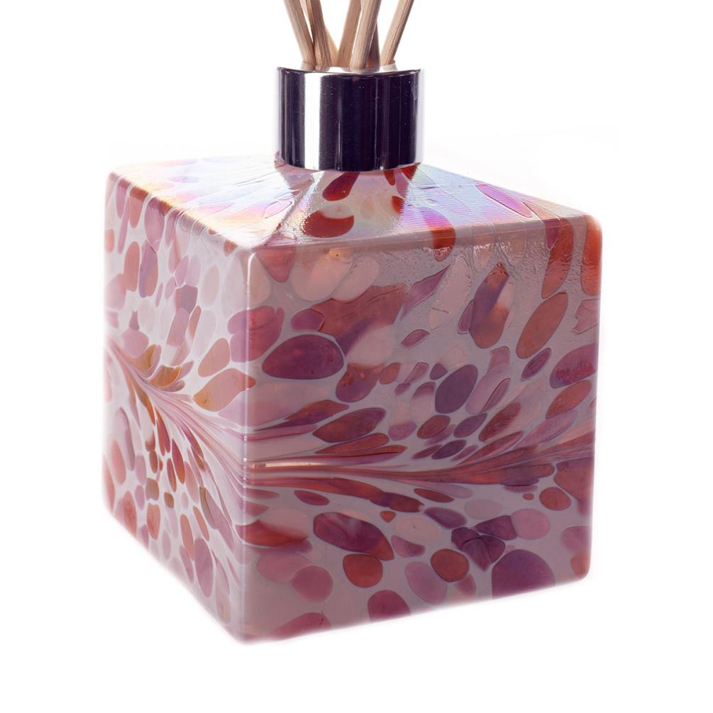 Amelia Art Glass Pink, Peach & White Iridescence Square Reed Diffuser Extra Image 1